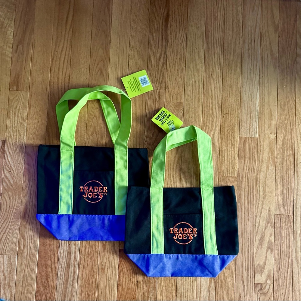 Set of 2 Trader Joe’s Mini Halloween Canvas Tote Bags NWT